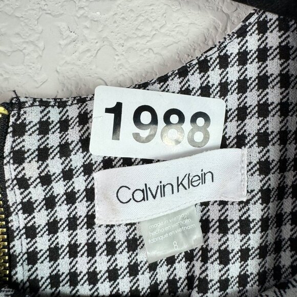 Calvin Klein Womens Houndstooth Mermaid Pencil Midi Dress Size 8 - Picture 10 of 12